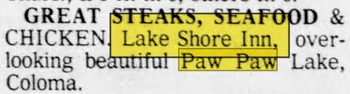 Lake Shore Inn - Oct 7 1977 Ad